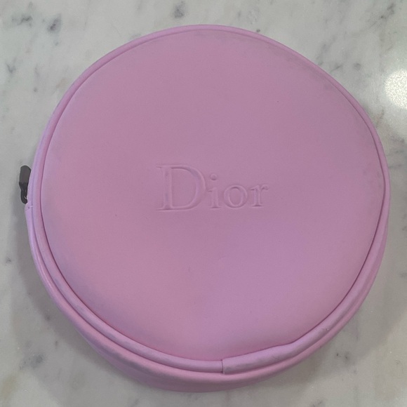 Dior Handbags - Dior Round Cosmetic Perfume Makeup Bag Pouch Pink Jewelry Travel Case Bag 5” W